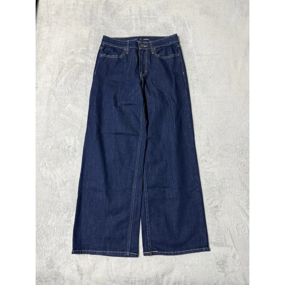 Old Navy Jeans Womens 4 Petite Blue High Rise Wow Wide Leg Dark Wash 27x28